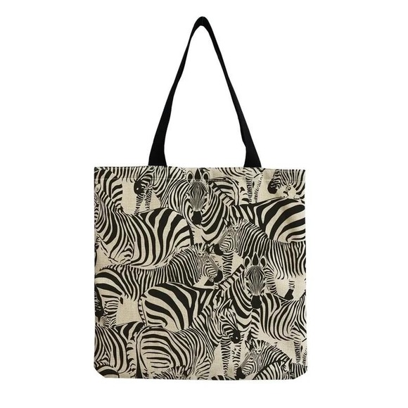 Handbags - Zebra Print Tote Bag Reusable Grocery Shopping Bag Casual Shoulder Bag